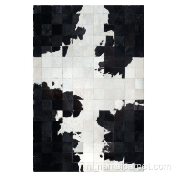 Groothandel zwart -wit koehide patchwork tapijt tapijt